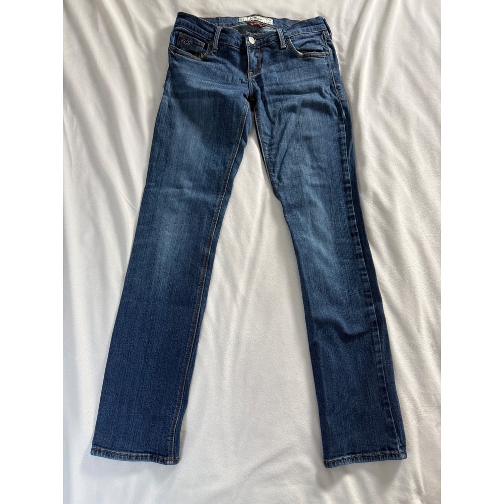 Hollister SoCal Stretch Low Rise Slim Straight Jeans Dark Wash 3S W26 L31